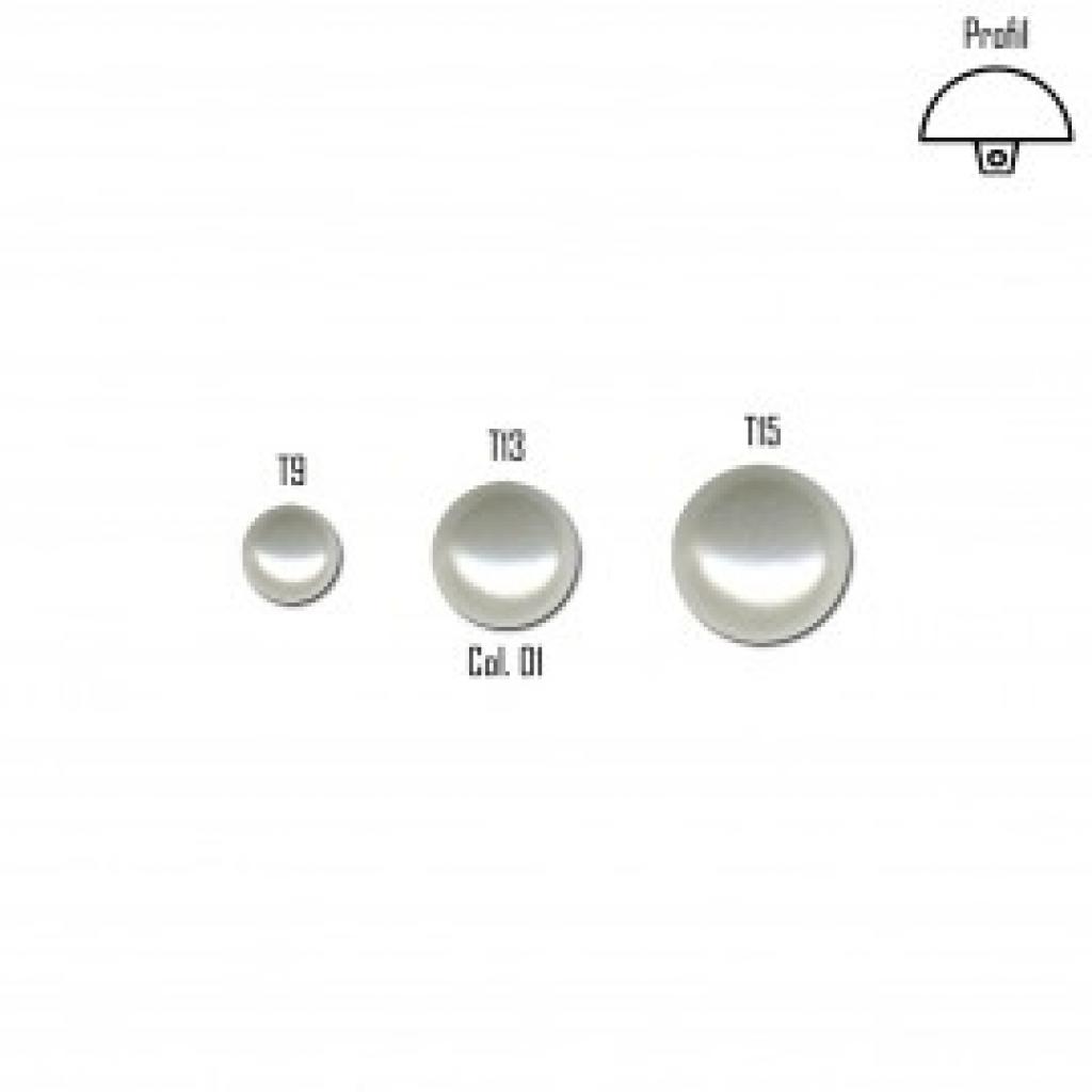 Knopf Halbkugel Kunststoff perlmuttglanz weiß 9mm
